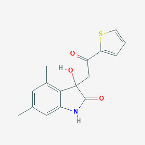 molecular formula C16H15NO3S B272099 3-hydroxy-4,6-dimethyl-3-[2-oxo-2-(2-thienyl)ethyl]-1,3-dihydro-2H-indol-2-one 