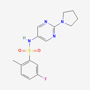 5-fluoro-2-methyl-N-(2-(pyrrolidin-1-yl)pyrimidin-5-yl)benzenesulfonamide