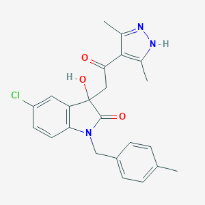 molecular formula C23H22ClN3O3 B272100 5-chloro-3-[2-(3,5-dimethyl-1H-pyrazol-4-yl)-2-oxoethyl]-3-hydroxy-1-(4-methylbenzyl)-1,3-dihydro-2H-indol-2-one 