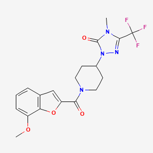 molecular formula C19H19F3N4O4 B2721007 1-(1-(7-甲氧基苯并呋喃-2-甲酰)哌啶-4-基)-4-甲基-3-(三氟甲基)-1H-1,2,4-三唑-5(4H)-酮 CAS No. 2034601-51-7