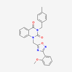 molecular formula C26H22N4O4 B2721029 1-((3-(2-甲氧基苯基)-1,2,4-噁二唑-5-基)甲基)-3-(4-甲基苯基甲基)喹唑啉-2,4(1H,3H)-二酮 CAS No. 1207002-66-1