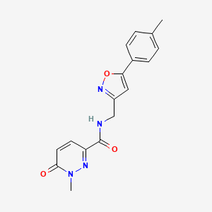 molecular formula C17H16N4O3 B2721046 1-methyl-6-oxo-N-((5-(p-tolyl)isoxazol-3-yl)methyl)-1,6-dihydropyridazine-3-carboxamide CAS No. 1210167-81-9
