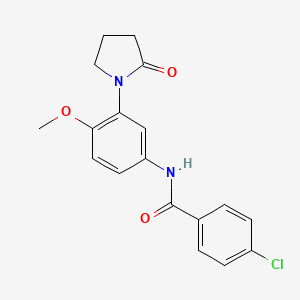 molecular formula C18H17ClN2O3 B2721058 4-chloro-N-(4-methoxy-3-(2-oxopyrrolidin-1-yl)phenyl)benzamide CAS No. 941934-42-5