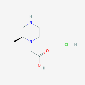 molecular formula C7H15ClN2O2 B2721060 2-[(2S)-2-methylpiperazin-1-yl]acetic acid;hydrochloride CAS No. 2387567-26-0