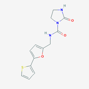 molecular formula C13H13N3O3S B2721063 2-氧代-N-((5-(噻吩-2-基)呋喃-2-基)甲基)咪唑烷-1-甲酰胺 CAS No. 2034271-23-1