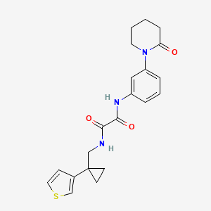 molecular formula C21H23N3O3S B2721067 N'-[3-(2-Oxopiperidin-1-yl)phenyl]-N-[(1-thiophen-3-ylcyclopropyl)methyl]oxamide CAS No. 2415541-80-7