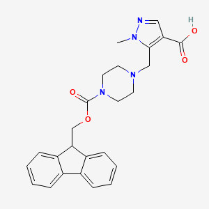 molecular formula C25H26N4O4 B2721098 5-[(4-{[(9H-fluoren-9-yl)methoxy]carbonyl}piperazin-1-yl)methyl]-1-methyl-1H-pyrazole-4-carboxylic acid CAS No. 2174002-34-5