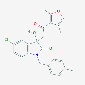 molecular formula C24H22ClNO4 B272110 5-chloro-3-[2-(2,4-dimethyl-3-furyl)-2-oxoethyl]-3-hydroxy-1-(4-methylbenzyl)-1,3-dihydro-2H-indol-2-one 