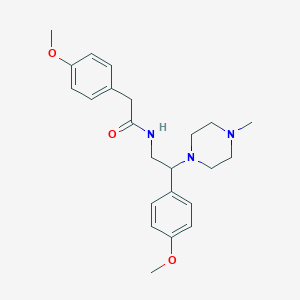 molecular formula C23H31N3O3 B2721109 2-(4-methoxyphenyl)-N-(2-(4-methoxyphenyl)-2-(4-methylpiperazin-1-yl)ethyl)acetamide CAS No. 898414-26-1