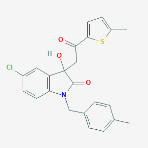 molecular formula C23H20ClNO3S B272111 5-chloro-3-hydroxy-1-(4-methylbenzyl)-3-[2-(5-methylthiophen-2-yl)-2-oxoethyl]-1,3-dihydro-2H-indol-2-one 
