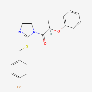 molecular formula C19H19BrN2O2S B2721110 1-(2-((4-bromobenzyl)thio)-4,5-dihydro-1H-imidazol-1-yl)-2-phenoxypropan-1-one CAS No. 851800-74-3