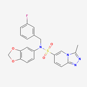molecular formula C21H17FN4O4S B2721114 N-1,3-苯并二氧杂噻吩-5-基-N-(3-氟苄基)-3-甲基[1,2,4]三唑[4,3-a]吡啶-6-磺酰胺 CAS No. 1251593-09-5