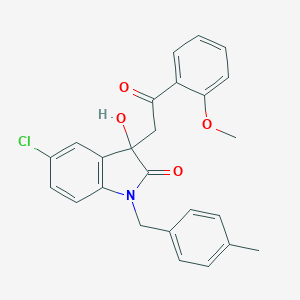 molecular formula C25H22ClNO4 B272112 5-chloro-3-hydroxy-3-[2-(2-methoxyphenyl)-2-oxoethyl]-1-(4-methylbenzyl)-1,3-dihydro-2H-indol-2-one 