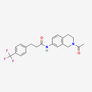 molecular formula C21H21F3N2O2 B2721129 N-(2-acetyl-1,2,3,4-tetrahydroisoquinolin-7-yl)-3-(4-(trifluoromethyl)phenyl)propanamide CAS No. 1797241-65-6