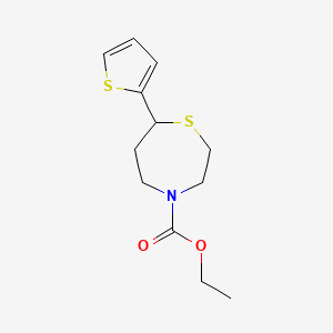 molecular formula C12H17NO2S2 B2721137 Ethyl 7-(thiophen-2-yl)-1,4-thiazepane-4-carboxylate CAS No. 1706095-72-8