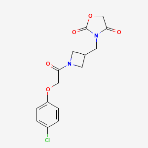 molecular formula C15H15ClN2O5 B2721141 3-((1-(2-(4-Chlorophenoxy)acetyl)azetidin-3-yl)methyl)oxazolidine-2,4-dione CAS No. 2034391-66-5