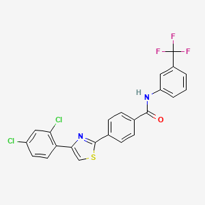 molecular formula C23H13Cl2F3N2OS B2721147 4-[4-(2,4-dichlorophenyl)-1,3-thiazol-2-yl]-N-[3-(trifluoromethyl)phenyl]benzamide CAS No. 321430-02-8