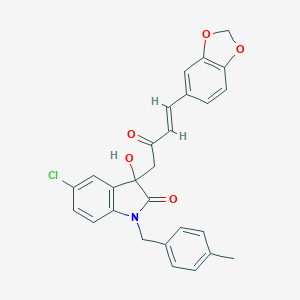 molecular formula C27H22ClNO5 B272115 3-[(3E)-4-(1,3-benzodioxol-5-yl)-2-oxobut-3-en-1-yl]-5-chloro-3-hydroxy-1-(4-methylbenzyl)-1,3-dihydro-2H-indol-2-one 
