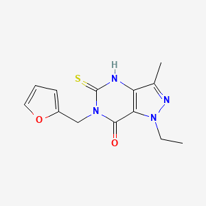 molecular formula C13H14N4O2S B2721157 1-乙基-6-(呋喃-2-基甲基)-3-甲基-5-硫代-1,4,5,6-四氢-7H-嘧啶并[4,3-d]嘧啶-7-酮 CAS No. 1031967-79-9