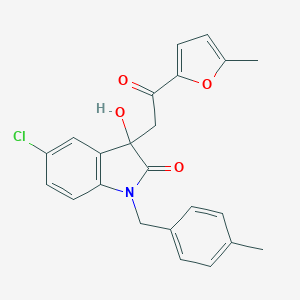 molecular formula C23H20ClNO4 B272116 5-chloro-3-hydroxy-1-(4-methylbenzyl)-3-[2-(5-methylfuran-2-yl)-2-oxoethyl]-1,3-dihydro-2H-indol-2-one 
