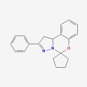 molecular formula C20H20N2O B2721165 2'-Phenyl-1',10b'-dihydrospiro[cyclopentane-1,5'-pyrazolo[1,5-c][1,3]benzoxazine] CAS No. 140473-07-0