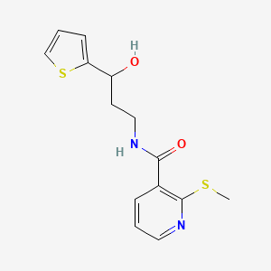 molecular formula C14H16N2O2S2 B2721169 N-(3-hydroxy-3-(thiophen-2-yl)propyl)-2-(methylthio)nicotinamide CAS No. 1421449-31-1