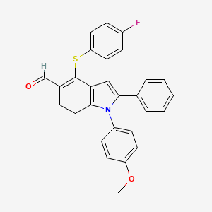 molecular formula C28H22FNO2S B2721175 4-[(4-fluorophenyl)sulfanyl]-1-(4-methoxyphenyl)-2-phenyl-6,7-dihydro-1H-indole-5-carbaldehyde CAS No. 477869-30-0