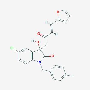 molecular formula C24H20ClNO4 B272118 5-chloro-3-[(3E)-4-(furan-2-yl)-2-oxobut-3-en-1-yl]-3-hydroxy-1-(4-methylbenzyl)-1,3-dihydro-2H-indol-2-one 