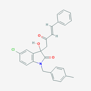 molecular formula C26H22ClNO3 B272119 5-chloro-3-hydroxy-1-(4-methylbenzyl)-3-(2-oxo-4-phenyl-3-butenyl)-1,3-dihydro-2H-indol-2-one 