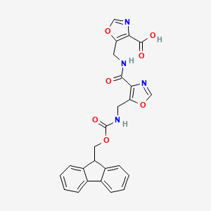 molecular formula C25H20N4O7 B2721194 5-[[[5-[(9H-芴-9-基甲氧羰基氨基)甲基]-1,3-噁唑-4-甲酰]氨基]甲基]-1,3-噁唑-4-甲酸 CAS No. 2172582-60-2