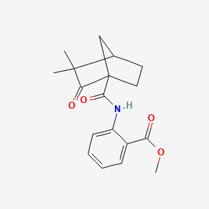 molecular formula C18H21NO4 B2721209 Methyl 2-{[(3,3-dimethyl-2-oxobicyclo[2.2.1]hept-1-yl)carbonyl]amino}benzoate CAS No. 609334-80-7