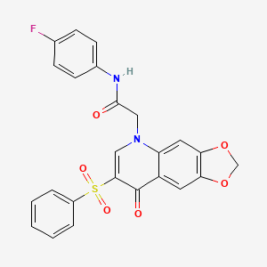 molecular formula C24H17FN2O6S B2721224 N-(4-氟苯基)-2-[8-氧代-7-(苯基磺酰)[1,3]二氧杂环[4,5-g]喹啉-5(8H)-基]乙酰胺 CAS No. 902278-23-3