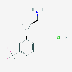 molecular formula C11H13ClF3N B2721240 [(1R,2R)-2-[3-(Trifluoromethyl)phenyl]cyclopropyl]methanamine;hydrochloride CAS No. 1820574-52-4