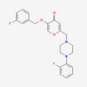 molecular formula C23H22F2N2O3 B2721249 5-[(3-Fluorophenyl)methoxy]-2-[[4-(2-fluorophenyl)piperazin-1-yl]methyl]pyran-4-one CAS No. 898465-36-6