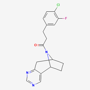 molecular formula C18H17ClFN3O B2721251 3-(4-氯-3-氟苯基)-1-((5R,8S)-6,7,8,9-四氢-5H-5,8-环氮七嗪-10-基)丙酮 CAS No. 2058502-54-6