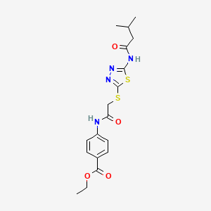 Ethyl 4-(2-((5-(3-methylbutanamido)-1,3,4-thiadiazol-2-yl)thio)acetamido)benzoate