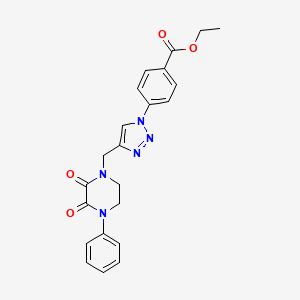 ethyl 4-{4-[(2,3-dioxo-4-phenyl-1,2,3,4-tetrahydropyrazin-1-yl)methyl]-1H-1,2,3-triazol-1-yl}benzoate