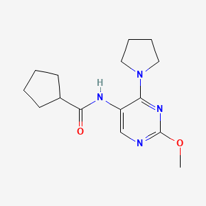 molecular formula C15H22N4O2 B2721272 N-(2-methoxy-4-(pyrrolidin-1-yl)pyrimidin-5-yl)cyclopentanecarboxamide CAS No. 1797622-36-6