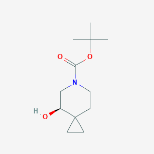 molecular formula C12H21NO3 B2721275 6-氮杂螺[2.5]辛烷-6-羧酸, 4-羟基-, 1,1-二甲基乙酯, (4R)- CAS No. 1205542-21-7
