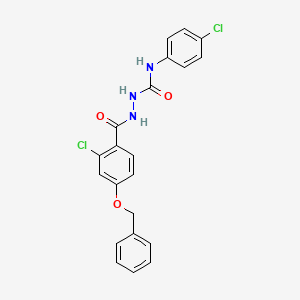 molecular formula C21H17Cl2N3O3 B2721279 2-[4-(benzyloxy)-2-chlorobenzoyl]-N-(4-chlorophenyl)-1-hydrazinecarboxamide CAS No. 478040-00-5