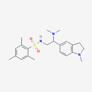 molecular formula C22H31N3O2S B2721280 N-(2-(dimethylamino)-2-(1-methylindolin-5-yl)ethyl)-2,4,6-trimethylbenzenesulfonamide CAS No. 954244-08-7