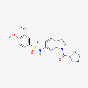 molecular formula C21H24N2O6S B2721290 3,4-dimethoxy-N-(1-(tetrahydrofuran-2-carbonyl)indolin-6-yl)benzenesulfonamide CAS No. 1040636-95-0