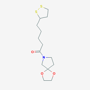 molecular formula C14H23NO3S2 B2721291 1-{1,4-Dioxa-7-azaspiro[4.4]nonan-7-yl}-5-(1,2-dithiolan-3-yl)pentan-1-one CAS No. 1808847-28-0