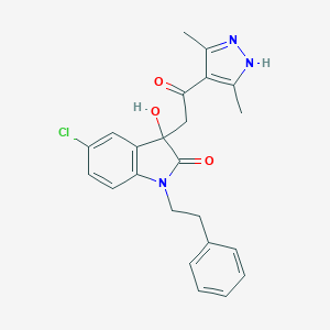 molecular formula C23H22ClN3O3 B272130 5-chloro-3-[2-(3,5-dimethyl-1H-pyrazol-4-yl)-2-oxoethyl]-3-hydroxy-1-(2-phenylethyl)-1,3-dihydro-2H-indol-2-one 