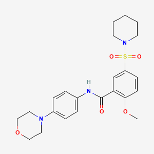 molecular formula C23H29N3O5S B2721304 2-methoxy-N-[4-(morpholin-4-yl)phenyl]-5-(piperidin-1-ylsulfonyl)benzamide CAS No. 887199-29-3