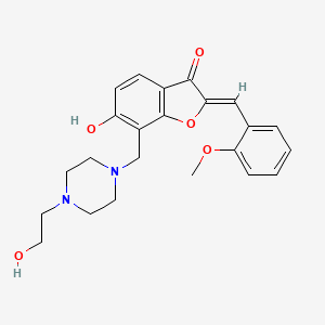 molecular formula C23H26N2O5 B2721305 (Z)-6-羟基-7-((4-(2-羟乙基)哌嗪-1-基)甲基)-2-(2-甲氧基苯甲亚甲基)苯并呋喃-3(2H)-酮 CAS No. 869078-45-5