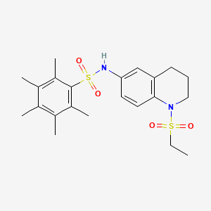 molecular formula C22H30N2O4S2 B2721308 N-(1-(ethylsulfonyl)-1,2,3,4-tetrahydroquinolin-6-yl)-2,3,4,5,6-pentamethylbenzenesulfonamide CAS No. 1171768-09-4