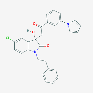 5-chloro-3-hydroxy-3-{2-oxo-2-[3-(1H-pyrrol-1-yl)phenyl]ethyl}-1-(2-phenylethyl)-1,3-dihydro-2H-indol-2-one