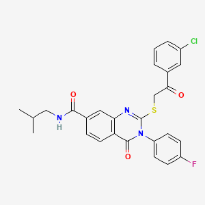 molecular formula C27H23ClFN3O3S B2721316 2-((2-(3-氯苯基)-2-氧代乙基)硫)-3-(4-氟苯基)-N-异丁基-4-氧代-3,4-二氢喹嗪-7-羧酰胺 CAS No. 1113135-93-5