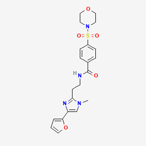 molecular formula C21H24N4O5S B2721319 N-(2-(4-(呋喃-2-基)-1-甲基-1H-咪唑-2-基)乙基)-4-(吗啉磺酰)苯甲酰胺 CAS No. 1421489-57-7
